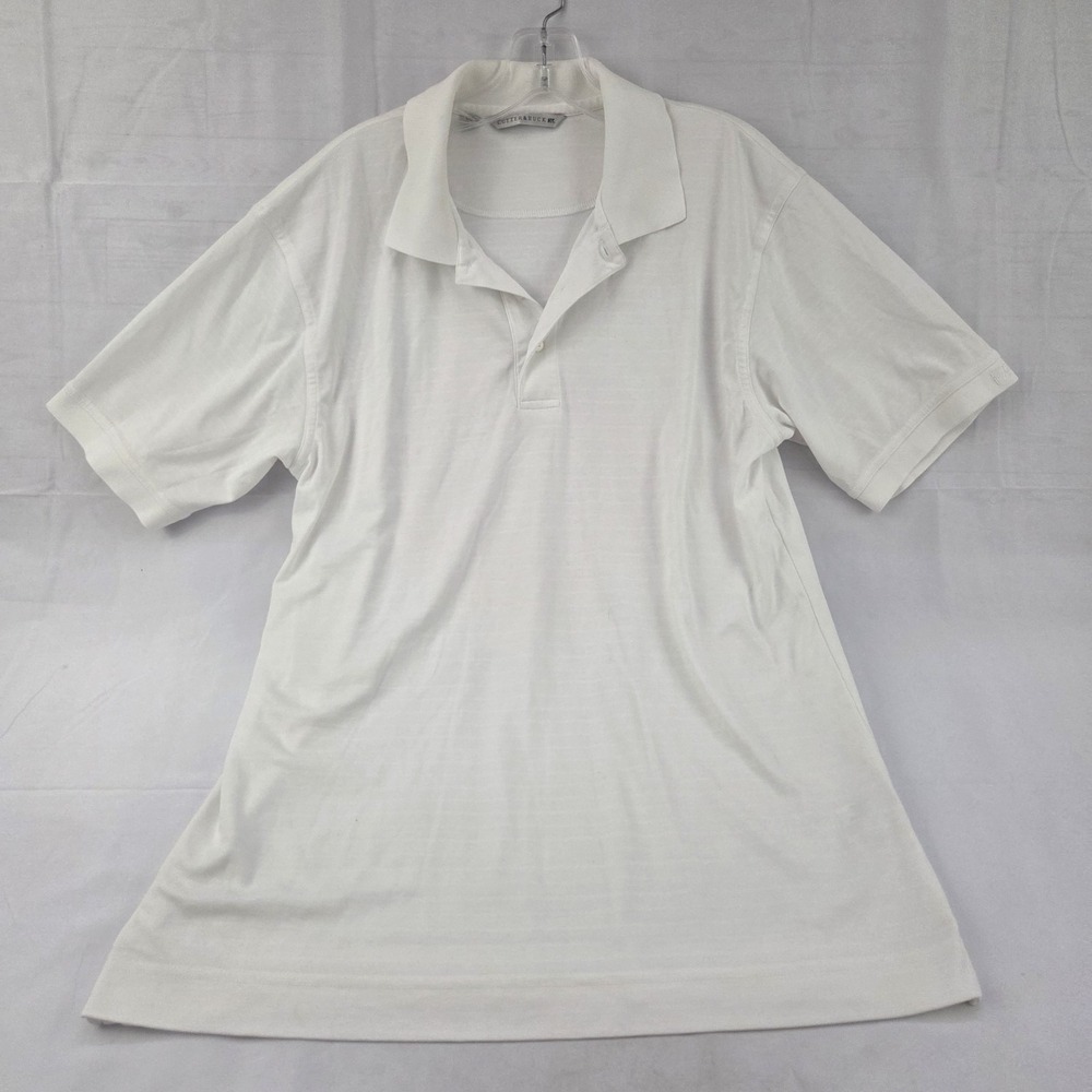 Cutter & Buck Polo Golf Shirt Mens Medium White Short Sleeve Performance